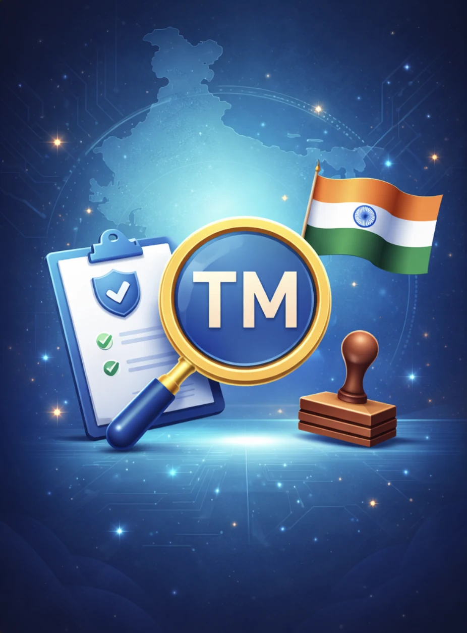 Illustration showing online trademark registration process in India — trademark (TM) protection with Intepat IP