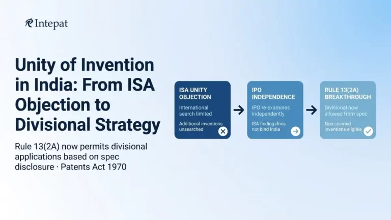 Unity of Invention in India for PCT National Phase Applications